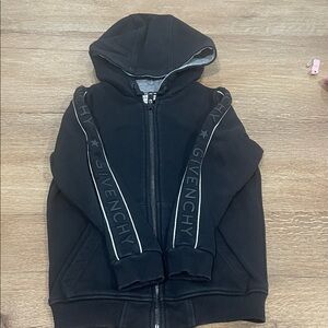 Givenchy Kids Black Zip-Up Hoodie with Logo Stripes